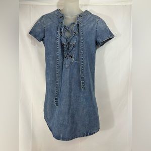 COPY - COPY - True Religion S/S Denim Tunic Dress Size XS Factory Distressed La…